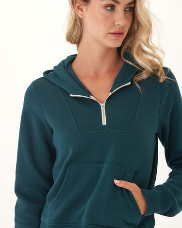 Tyra Triblend Fleece Quarter Zip Hoodie Womens Outerwear Sweatshirt Threads 4 Thought 