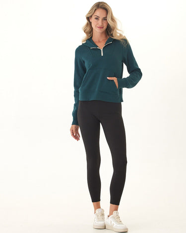 Tyra Triblend Fleece Quarter Zip Hoodie Womens Outerwear Sweatshirt Threads 4 Thought 