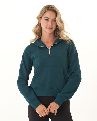 Tyra Triblend Fleece Quarter Zip Hoodie Womens Outerwear Sweatshirt Threads 4 Thought 