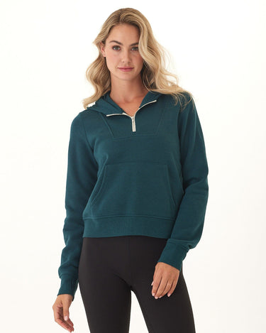 Tyra Triblend Fleece Quarter Zip Hoodie Womens Outerwear Sweatshirt Threads 4 Thought 