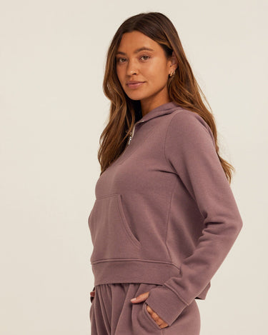 Tyra Triblend Fleece Quarter Zip Hoodie Womens Outerwear Sweatshirt Threads 4 Thought 