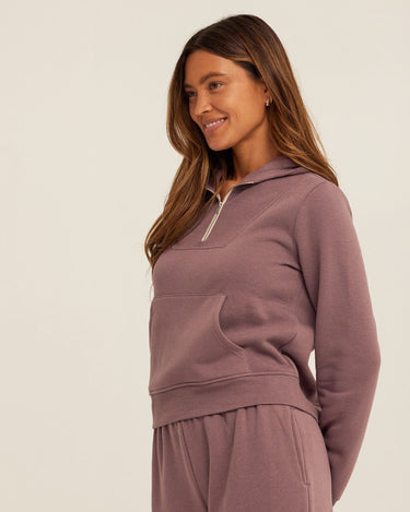 Tyra Triblend Fleece Quarter Zip Hoodie Womens Outerwear Sweatshirt Threads 4 Thought 