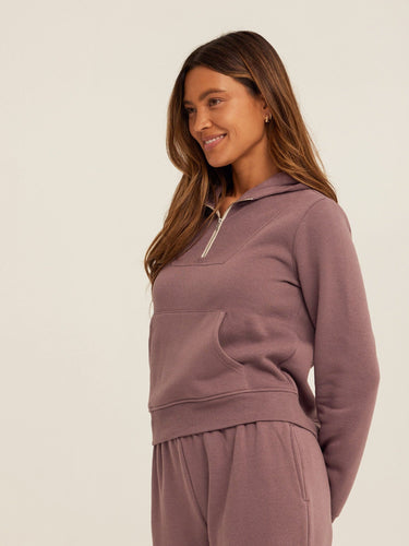 Tyra Triblend Fleece Quarter Zip Hoodie Womens Outerwear Sweatshirt Threads 4 Thought 