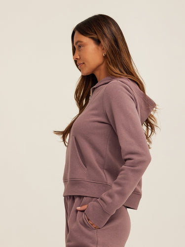 Tyra Triblend Fleece Quarter Zip Hoodie Womens Outerwear Sweatshirt Threads 4 Thought 