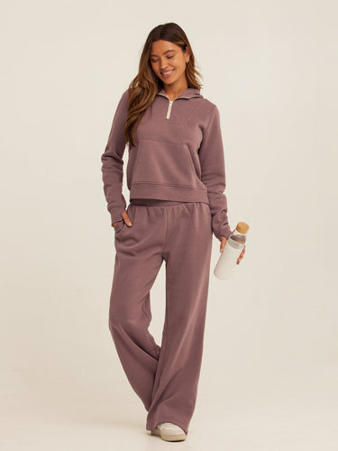 Tyra Triblend Fleece Quarter Zip Hoodie Womens Outerwear Sweatshirt Threads 4 Thought 