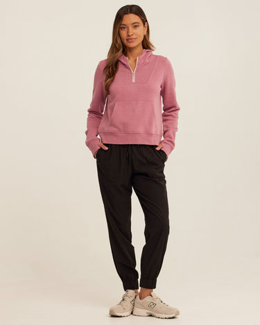 Tyra Triblend Fleece Quarter Zip Hoodie Womens Outerwear Sweatshirt Threads 4 Thought 