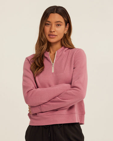 Tyra Triblend Fleece Quarter Zip Hoodie Womens Outerwear Sweatshirt Threads 4 Thought 