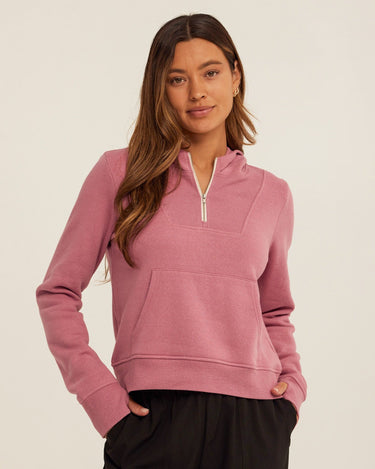 Tyra Triblend Fleece Quarter Zip Hoodie Womens Outerwear Sweatshirt Threads 4 Thought 