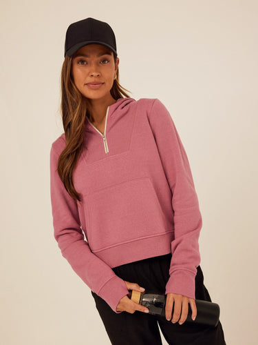 Tyra Triblend Fleece Quarter Zip Hoodie Womens Outerwear Sweatshirt Threads 4 Thought 