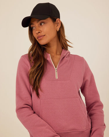 Tyra Triblend Fleece Quarter Zip Hoodie Womens Outerwear Sweatshirt Threads 4 Thought 