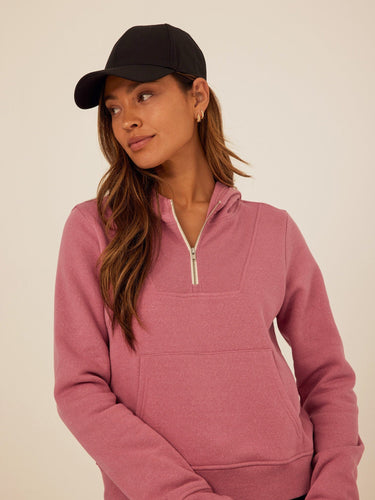 Tyra Triblend Fleece Quarter Zip Hoodie Womens Outerwear Sweatshirt Threads 4 Thought 