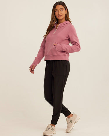 Tyra Triblend Fleece Quarter Zip Hoodie Womens Outerwear Sweatshirt Threads 4 Thought 