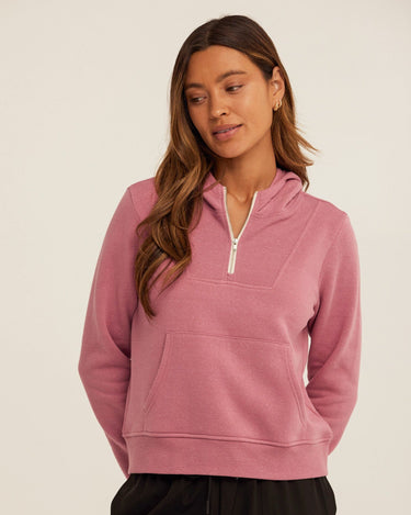 Tyra Triblend Fleece Quarter Zip Hoodie Womens Outerwear Sweatshirt Threads 4 Thought 