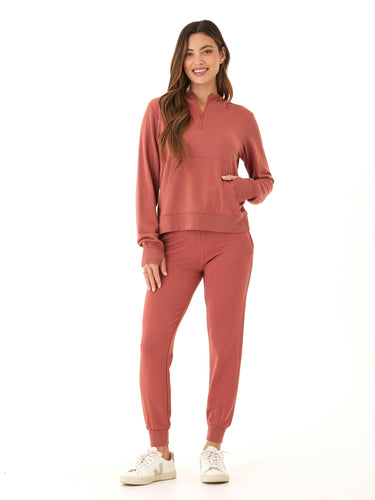 Natia Feather Fleece 1/4-Zip Hoodie Womens Outerwear Sweatshirt Threads 4 Thought 