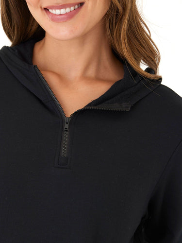 Natia Feather Fleece 1/4-Zip Hoodie Womens Outerwear Sweatshirt Threads 4 Thought 