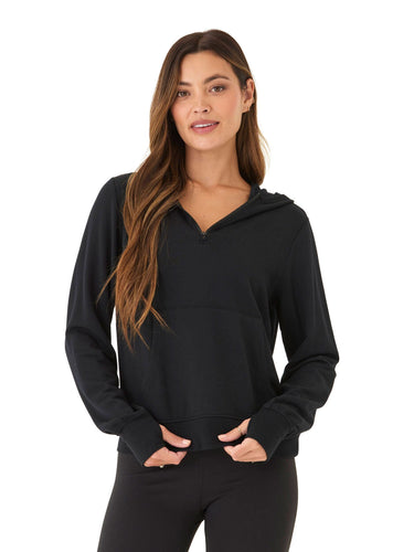 Natia Feather Fleece 1/4-Zip Hoodie Womens Outerwear Sweatshirt Threads 4 Thought 