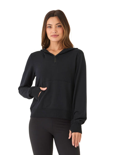 Natia Feather Fleece 1/4-Zip Hoodie Womens Outerwear Sweatshirt Threads 4 Thought 