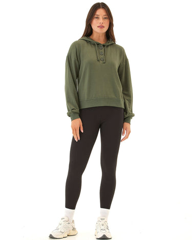 Tanisha Feather Fleece Henley Hoodie Womens Outerwear Sweatshirt Threads 4 Thought 