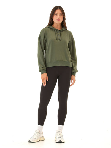 Tanisha Feather Fleece Henley Hoodie Womens Outerwear Sweatshirt Threads 4 Thought 