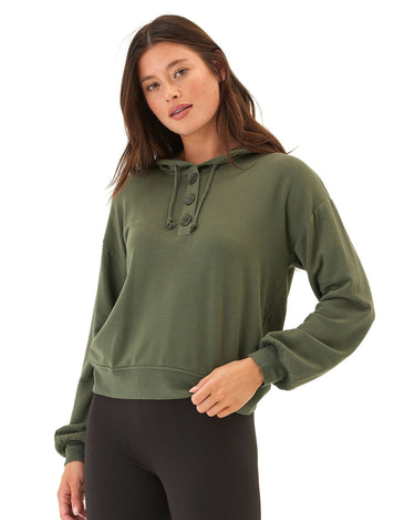 Tanisha Feather Fleece Henley Hoodie Womens Outerwear Sweatshirt Threads 4 Thought 