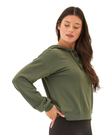 Tanisha Feather Fleece Henley Hoodie Womens Outerwear Sweatshirt Threads 4 Thought 