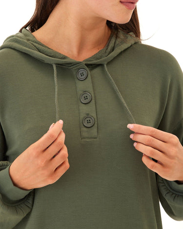 Tanisha Feather Fleece Henley Hoodie Womens Outerwear Sweatshirt Threads 4 Thought 