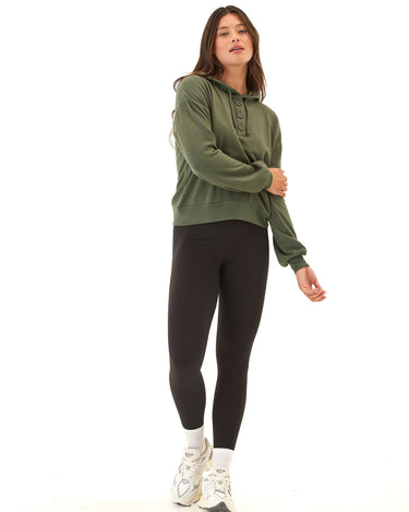 Tanisha Feather Fleece Henley Hoodie Womens Outerwear Sweatshirt Threads 4 Thought 