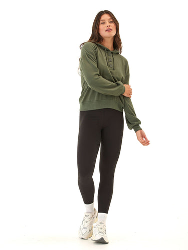 Tanisha Feather Fleece Henley Hoodie Womens Outerwear Sweatshirt Threads 4 Thought 