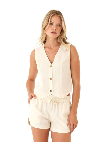 Kimora Breezy Linen Vest Womens Tops Tanks Threads 4 Thought