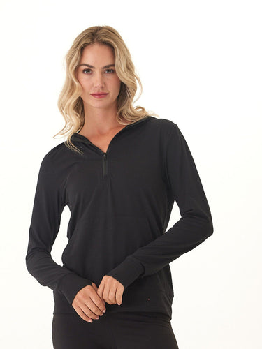 Gretchen Quarter Zip Luxe Jersey Hoodie Threads 4 Thought