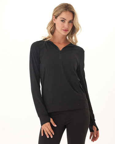 Gretchen Quarter Zip Luxe Jersey Hoodie Threads 4 Thought 
