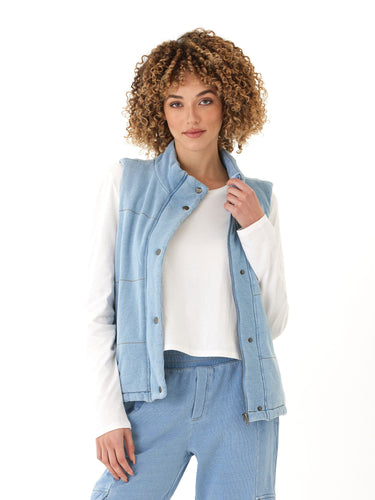 Malia Denim Terry Puffer Vest Threads 4 Thought