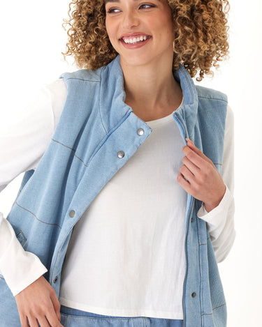 Malia Denim Terry Puffer Vest Threads 4 Thought 