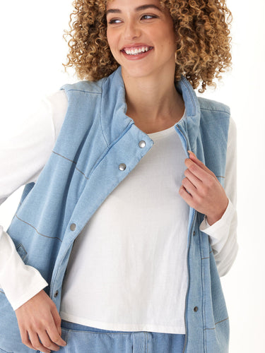 Malia Denim Terry Puffer Vest Threads 4 Thought