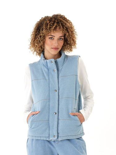 Malia Denim Terry Puffer Vest Threads 4 Thought 