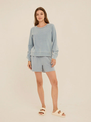 Mabel Denim Terry Raglan Pullover Womens Outerwear Sweatshirt Threads 4 Thought 