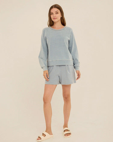 Jessamina Denim Terry Pleated Short Womens Bottoms Shorts Threads 4 Thought 