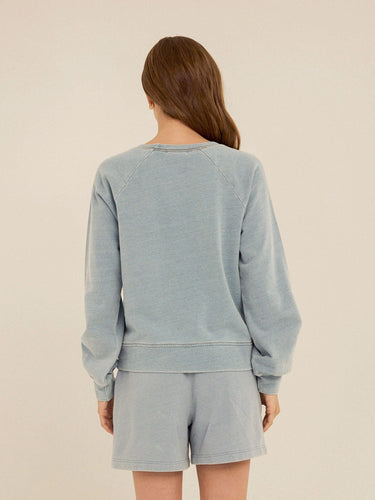 Mabel Denim Terry Raglan Pullover Womens Outerwear Sweatshirt Threads 4 Thought 