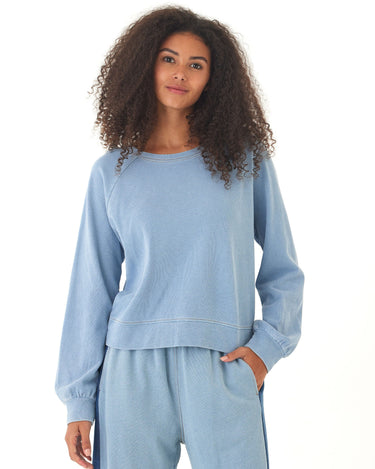 Mabel Denim Terry Raglan Pullover Womens Outerwear Sweatshirt Threads 4 Thought 