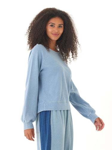 Mabel Denim Terry Raglan Pullover Womens Outerwear Sweatshirt Threads 4 Thought