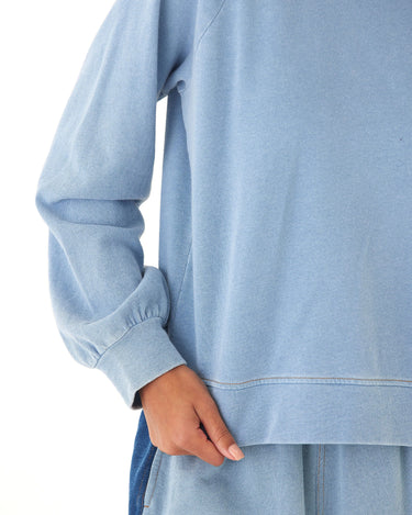 Mabel Denim Terry Raglan Pullover Womens Outerwear Sweatshirt Threads 4 Thought 