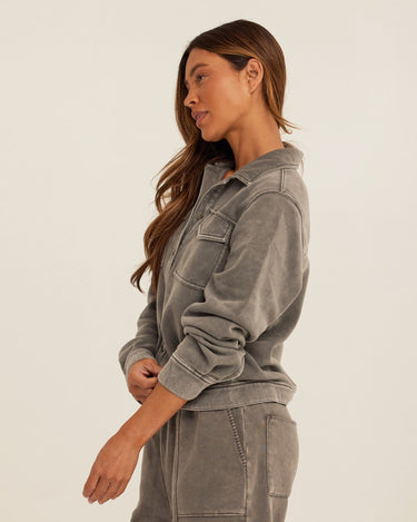 Abbey Mineral Wash CVC Fleece Jacket Womens Outerwear Jacket Threads 4 Thought 