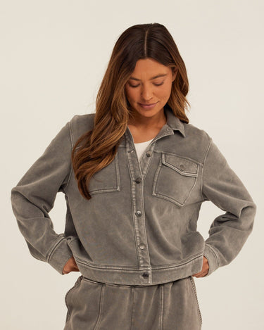 Abbey Mineral Wash CVC Fleece Jacket Womens Outerwear Jacket Threads 4 Thought 