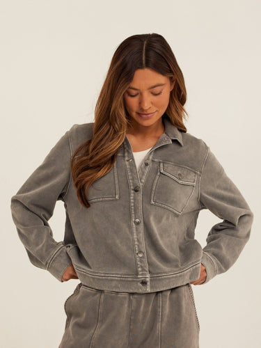 Abbey Mineral Wash CVC Fleece Jacket Womens Outerwear Jacket Threads 4 Thought 