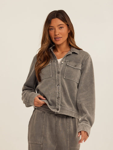 Abbey Mineral Wash CVC Fleece Jacket Womens Outerwear Jacket Threads 4 Thought 