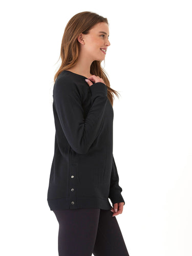 Roberta Feather Fleece Snap Button Sweatshirt Threads 4 Thought