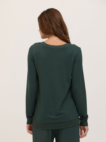 Edwina Feather Fleece V-Neck Pullover Womens Tops Long Shirt Threads 4 Thought 