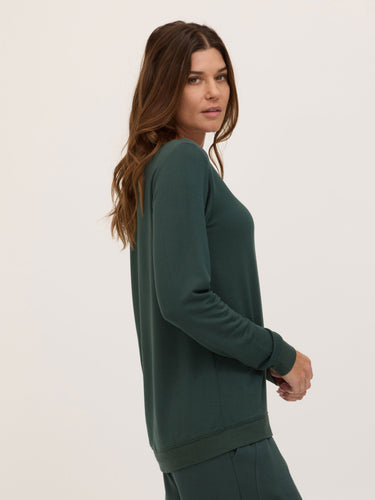 Edwina Feather Fleece V-Neck Pullover Womens Tops Long Shirt Threads 4 Thought 