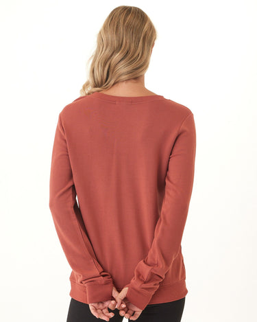 Edwina Feather Fleece V-Neck Sweatshirt Womens Tops Long Shirt Threads 4 Thought 