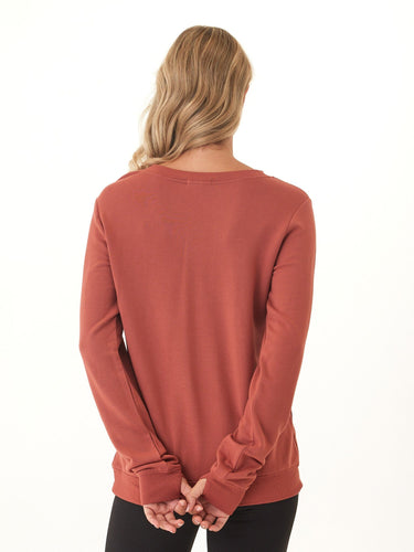 Edwina Feather Fleece V-Neck Sweatshirt Womens Tops Long Shirt Threads 4 Thought 